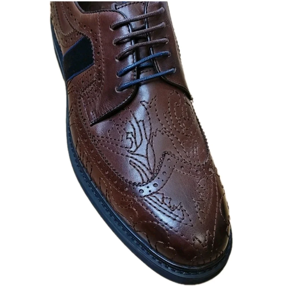 Robert Graham Oxford Wingtip Dress Shoes Men Sz 11 Brown Leather Lace Up RJ5310C